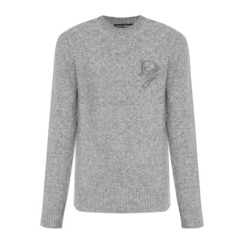 Dolce & Gabbana Tröja med broderad logotyp Gray, Herr