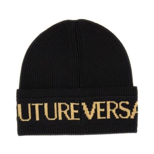 Versace Jeans Couture Logo Beanie Mössa Ull Akryl Italien Black, Herr