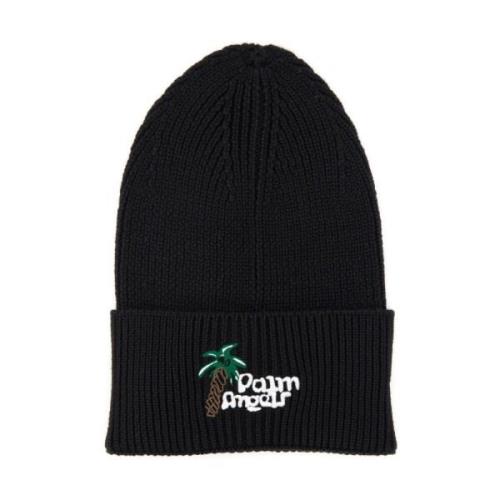 Palm Angels Italiensk ullblandad beanue mössa Black, Herr