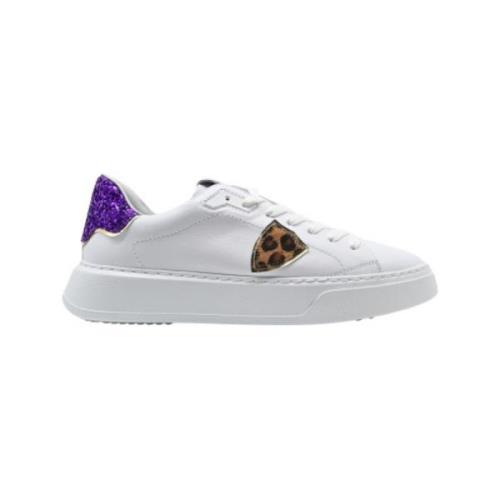 Philippe Model Glittriga vita och lila sneakers White, Herr