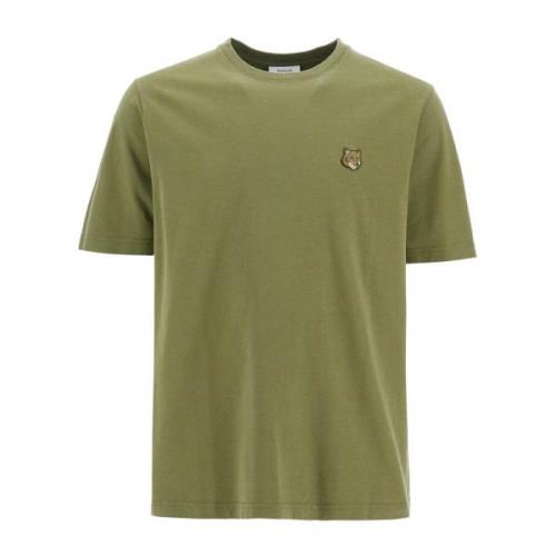 Maison Kitsuné T-shirt med broderad Bold Fox Head Green, Herr