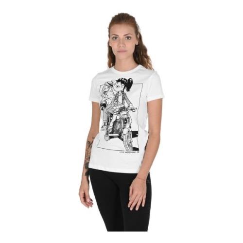 Love Moschino Vit Bomull T-shirt Snygg Design White, Dam