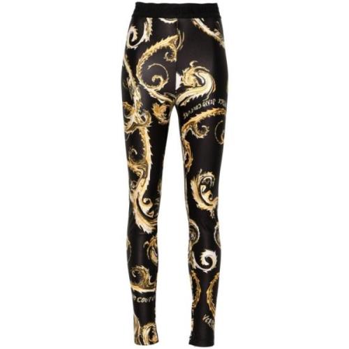 Versace Jeans Couture Svarta Leggings Elegant Stil Multicolor, Dam