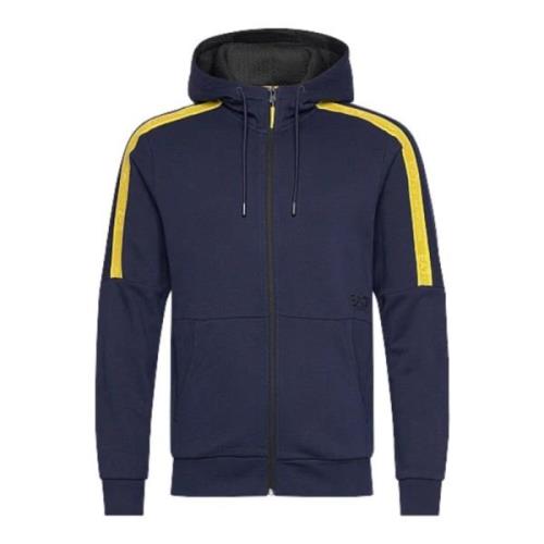 Emporio Armani EA7 Blå hoodie med dragkedja för män Blue, Herr