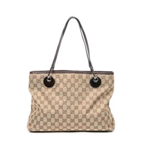 Gucci Vintage Pre-owned Canvas axelremsvskor Beige, Dam