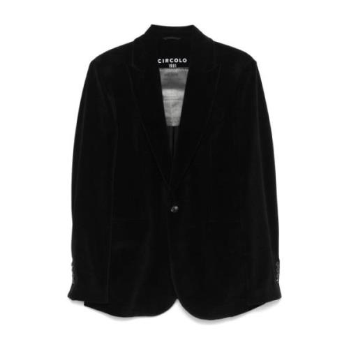 Circolo 1901 Svart Velour Knäppt Jacka Black, Herr