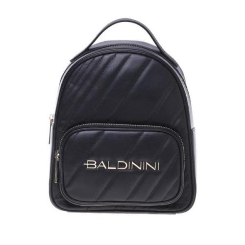 Baldinini Backpack in black quilted leather Black, Dam