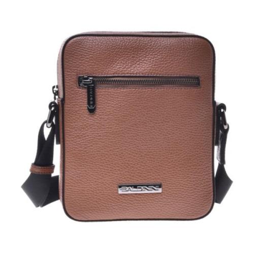 Baldinini Crossbody bag in tumbled leather Brown, Herr