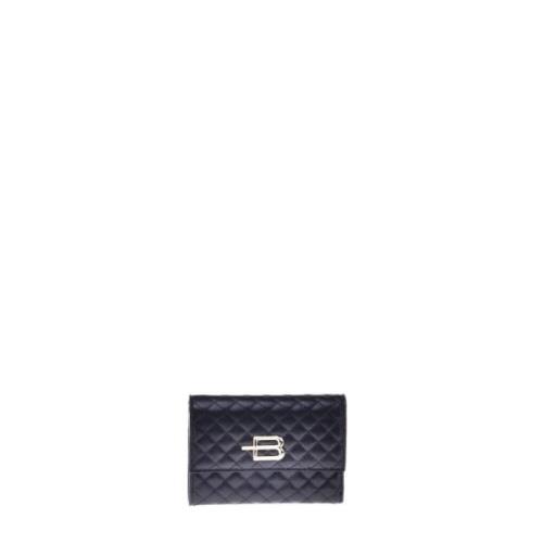 Baldinini Wallet in black quilted leather leather Black, Dam