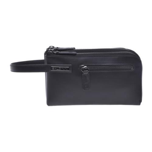 Baldinini Black calfskin wallet Black, Herr