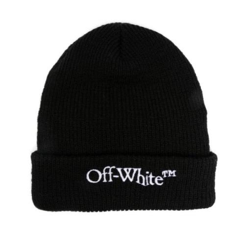 Off White Svart Stickad Logotyp Broderad Hatt Black, Herr