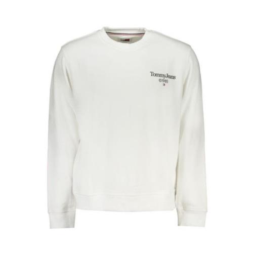 Tommy Hilfiger Borstad Bomullssweatshirt med Logotyptryck White, Herr