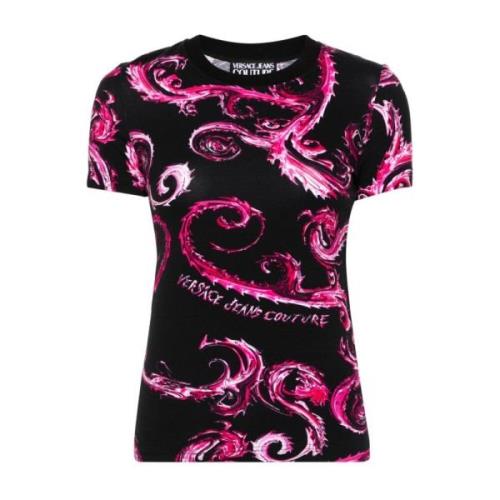 Versace Jeans Couture Svart T-shirt för kvinnor Aw24 Multicolor, Dam