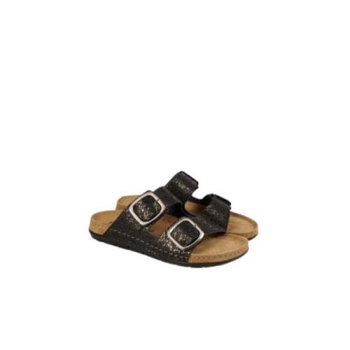 Rohde Läder Memory Sandal Tofflor Black, Dam