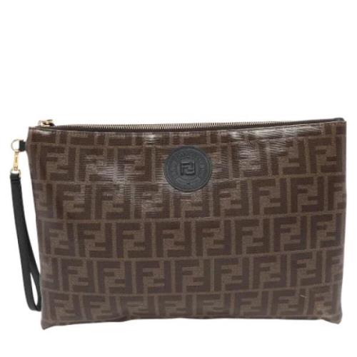 Fendi Vintage Pre-owned Belagd canvas kuvertvskor Brown, Dam