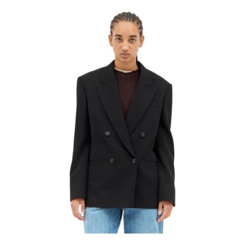 The Row Ull Dubbelknäppt Blazer med Sidensfoder Black, Dam