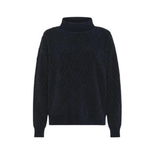 RRD Präglad chenille polotröja Blue, Dam