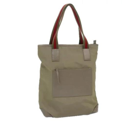 Gucci Vintage Pre-owned Nylon totevskor Beige, Dam