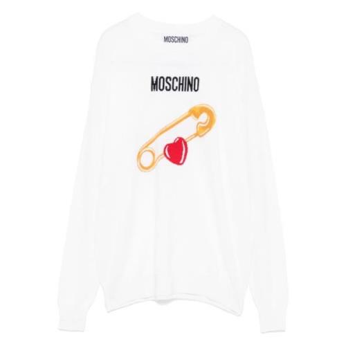 Moschino Merinoulltröja Vit Fantasi White, Dam