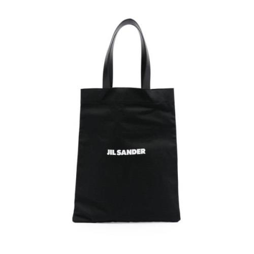 Jil Sander Svart Bomull-Linne Blandning Tote Väska Black, Dam