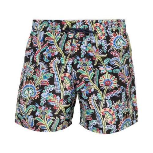 Etro Paisley Print Badshorts Svart/Multi Multicolor, Herr