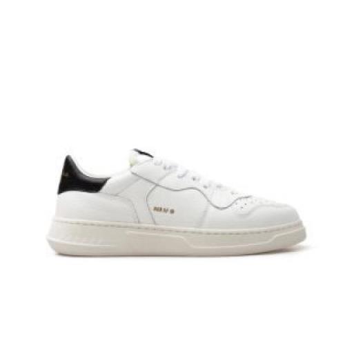 RUN OF Klassiska vita lädersneakers med svarta insatser White, Herr