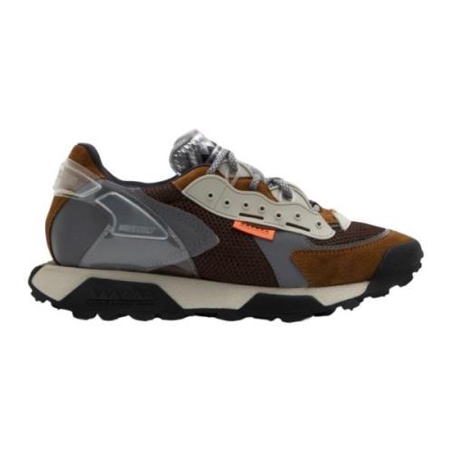 RUN OF Brun Mocka Sneakers med Svart & Vit Sulor Multicolor, Herr