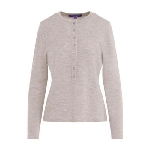 Ralph Lauren Stickad Henley-Topp Beige, Dam