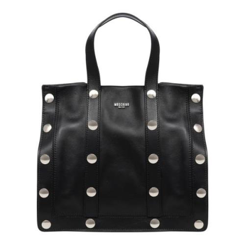 Moschino Toteväska med Tryckknappar och Justerbar Rem Black, Dam