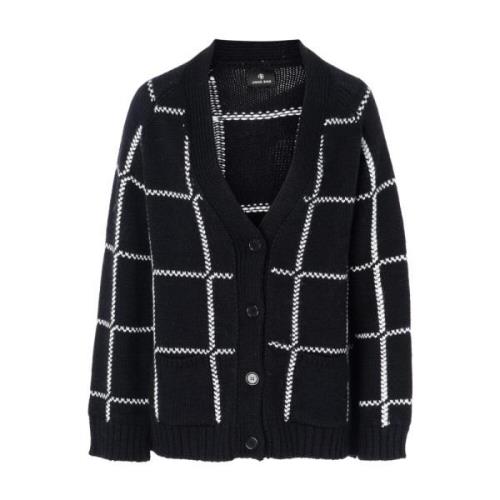 Anine Bing Svart Bomulls Cardigan Kurt Black, Dam