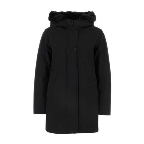 Woolrich Svart Parkasjacka med Vadderat Design Black, Dam