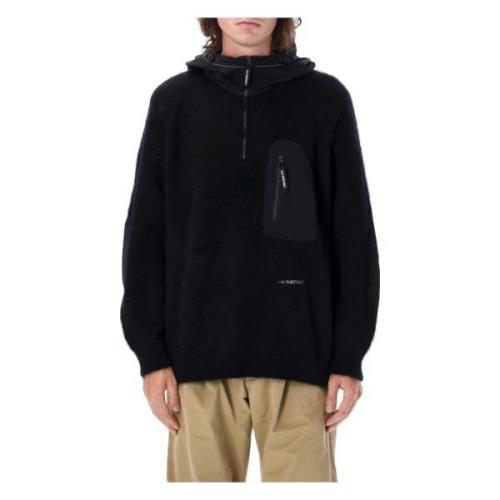 And Wander Svart Stickat Hoodie Aw24 Black, Herr