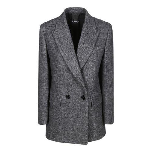 Dondup Dubbelknäppt Herringbone Peacoat Gray, Dam