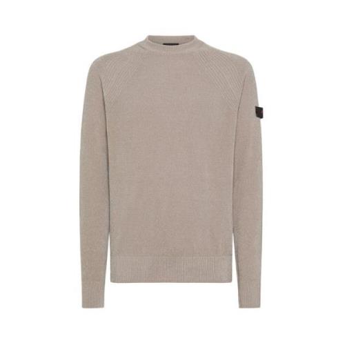 Peuterey Mjuk Stickad Crewneck Tröja med Trilogy Logo Beige, Herr