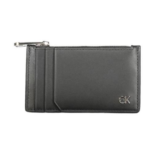 Calvin Klein Svart läderplånbok med kortfack Black, Herr