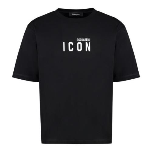 Dsquared2 Bomull Crew-Neck T-shirt Löst Passform Black, Herr