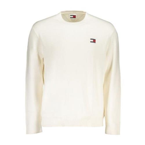 Tommy Hilfiger Broderad Logotyp Bomull Crew Neck Tröja White, Herr