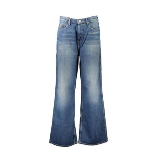 Tommy Hilfiger Vintage Broderad Wide Leg Jeans Blue, Dam