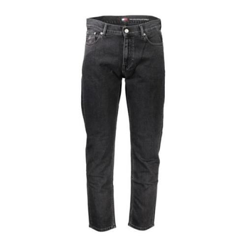 Tommy Hilfiger Klassiska Tapered Bomullsjeans med Fickor Black, Herr