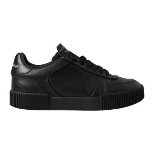 Dolce & Gabbana Svarta Läder Låga Sneakers Black, Herr