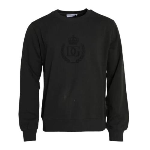 Dolce & Gabbana Bomull Logo Crew Neck Sweater Gray, Herr