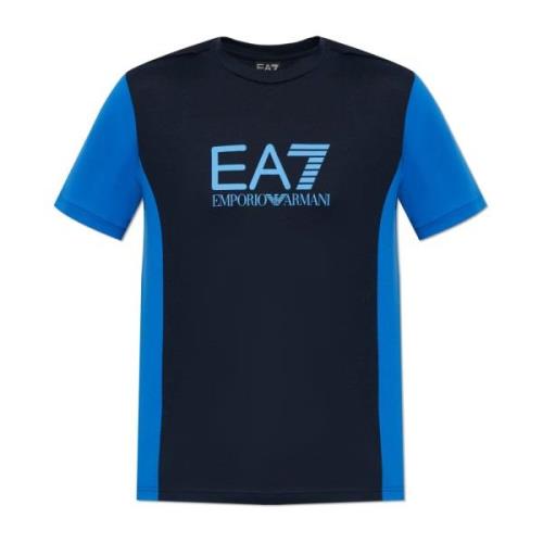 Emporio Armani EA7 T-shirt med tryckt logotyp Blue, Herr