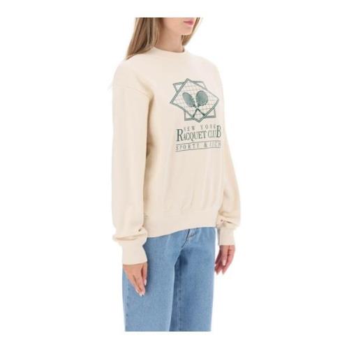 Sporty & Rich Kontrasterande Racquet Club Sweatshirt Beige, Dam