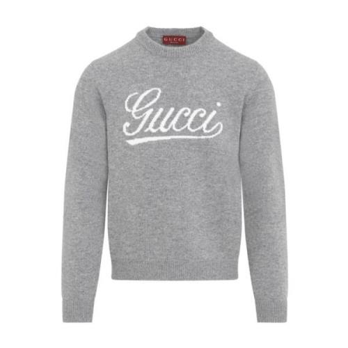 Gucci Grå Ulltröja Aw24 Stilren Gray, Herr