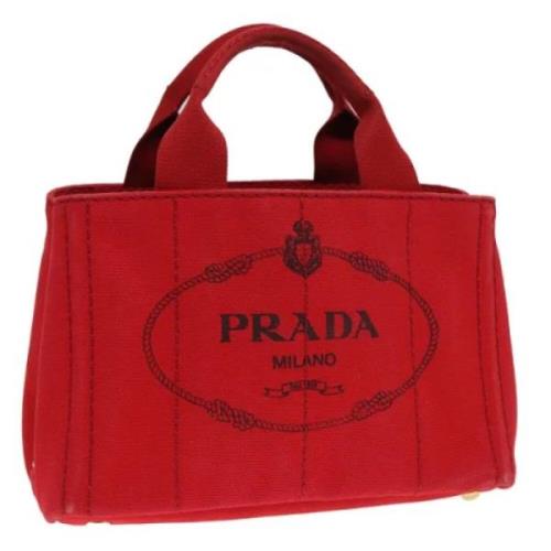 Prada Vintage Pre-owned Canvas handvskor Red, Dam