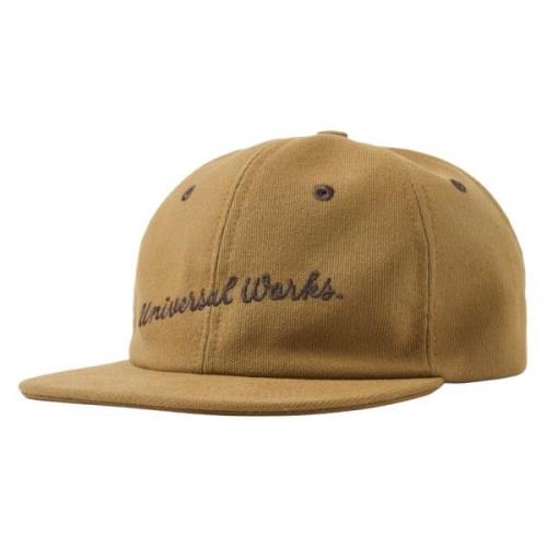 Universal Works Khaki Canvas Baseballkeps med Brodyr Beige, Herr