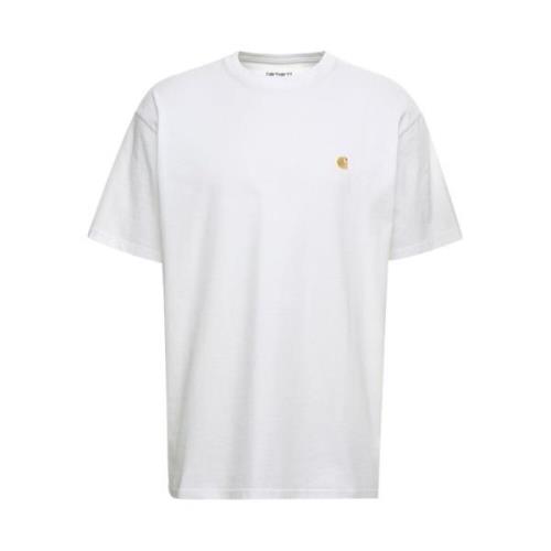 Carhartt Wip Vita T-shirts och Polos med Broderad Logotyp White, Herr