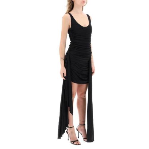 Mugler Draped Mini Klänning med Sidodraperier Black, Dam