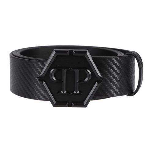 Philipp Plein Kolfiber Hexagon Bälte Black, Herr