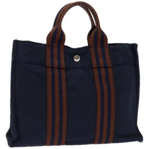 Hermès Vintage Pre-owned Canvas handvskor Blue, Dam